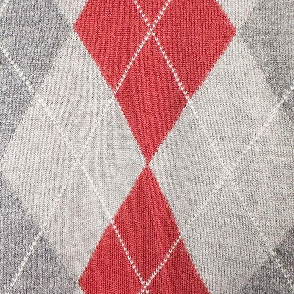 Apt 9 Merino Wool Blend Argyle Sweater Mens Large Red Preppy Academia Grandpa - Picture 6 of 16